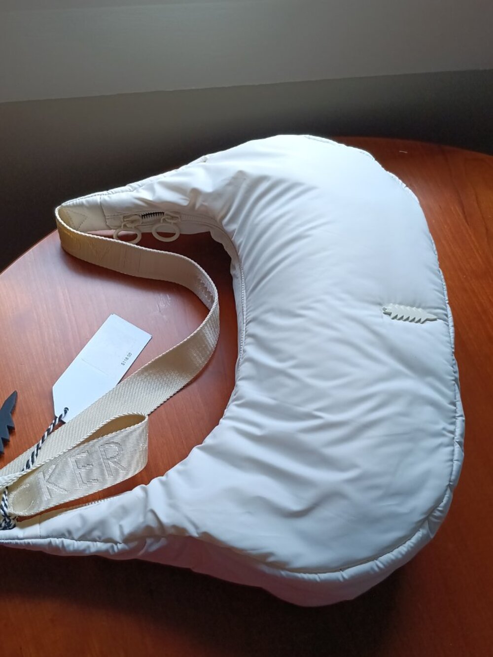 NWT Thacker Cream Nylon Large Crescent Shape Crossbody - Picture 10 of 12